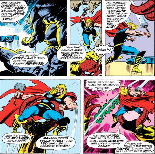 Comic panel of Thor in battle