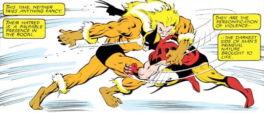 Wolverine takes on Sabretooth, one of his greatest foes.