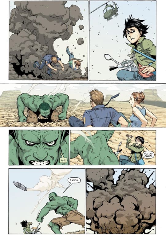 Amadeus deflected an attacker, causing one helicopter to misfire a missile and hit a bystander. This was no ordinary bystander, however, but Bruce Banner, and the attack triggered his transformation into the Hulk.
