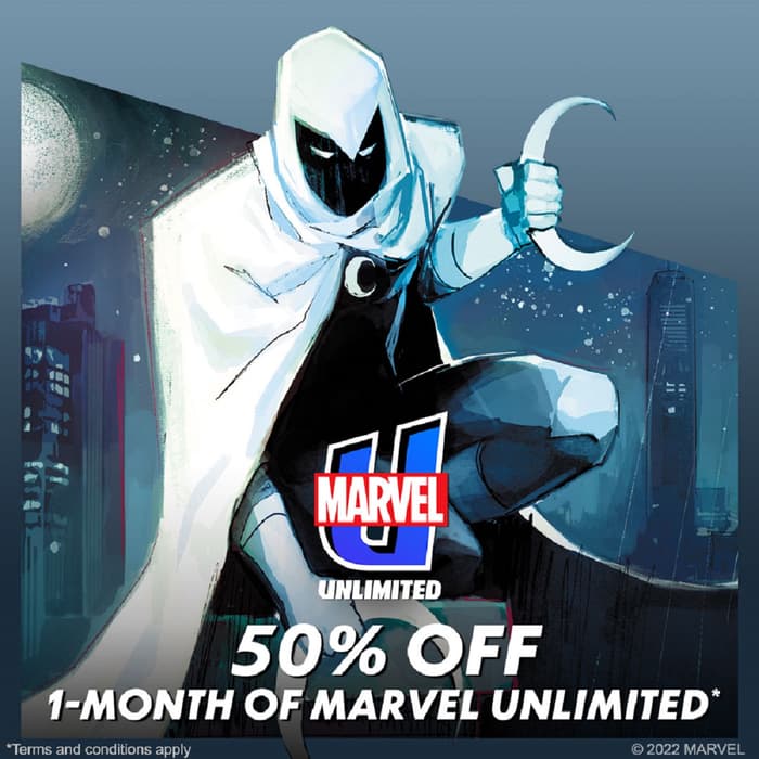 Get 50% off first month of Marvel Unlimited.