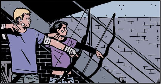 Kate Bishop and Clint Barton work as partners.