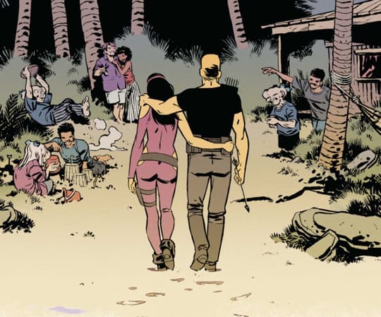 Kate Bishop with her parter and role model, Clint Barton.
