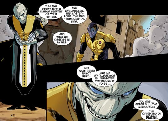 Ebony Maw attempts to bargain with Thane.