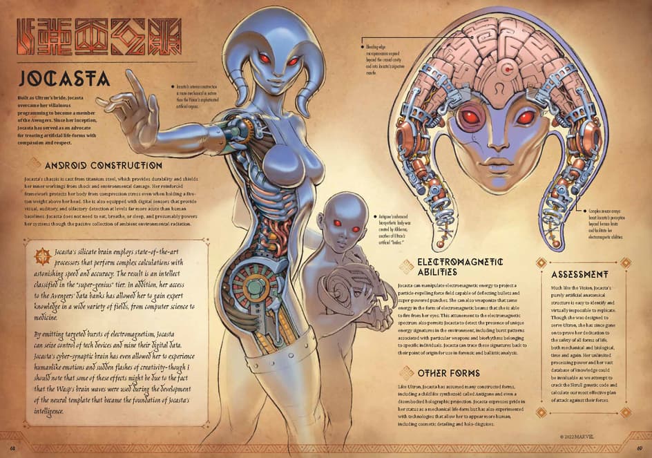 Marvel Anatomy: A Scientific Study of the Superhuman - Jocasta illustration by Jonah Lobe