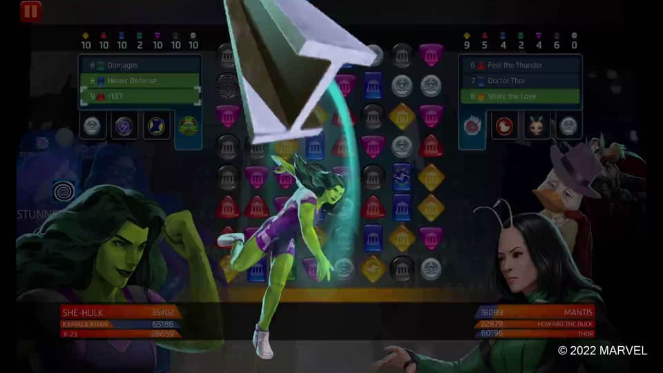 She-Hulk (Origin) uses YEET in MARVEL Puzzle Quest