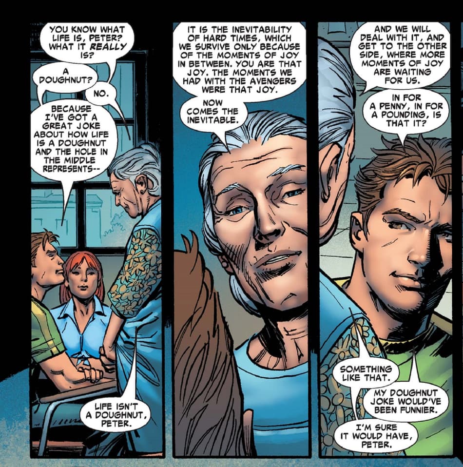 Aunt May knows the meaning of life in AMAZING SPIDER-MAN (1999) #536.