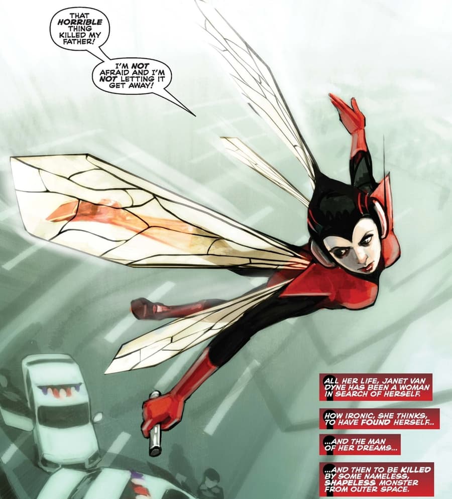 AVENGERS ORIGINS: ANT-MAN & THE WASP (2013) #1 panel by Roberto Aguirre-Sacasa and Stephanie Hans