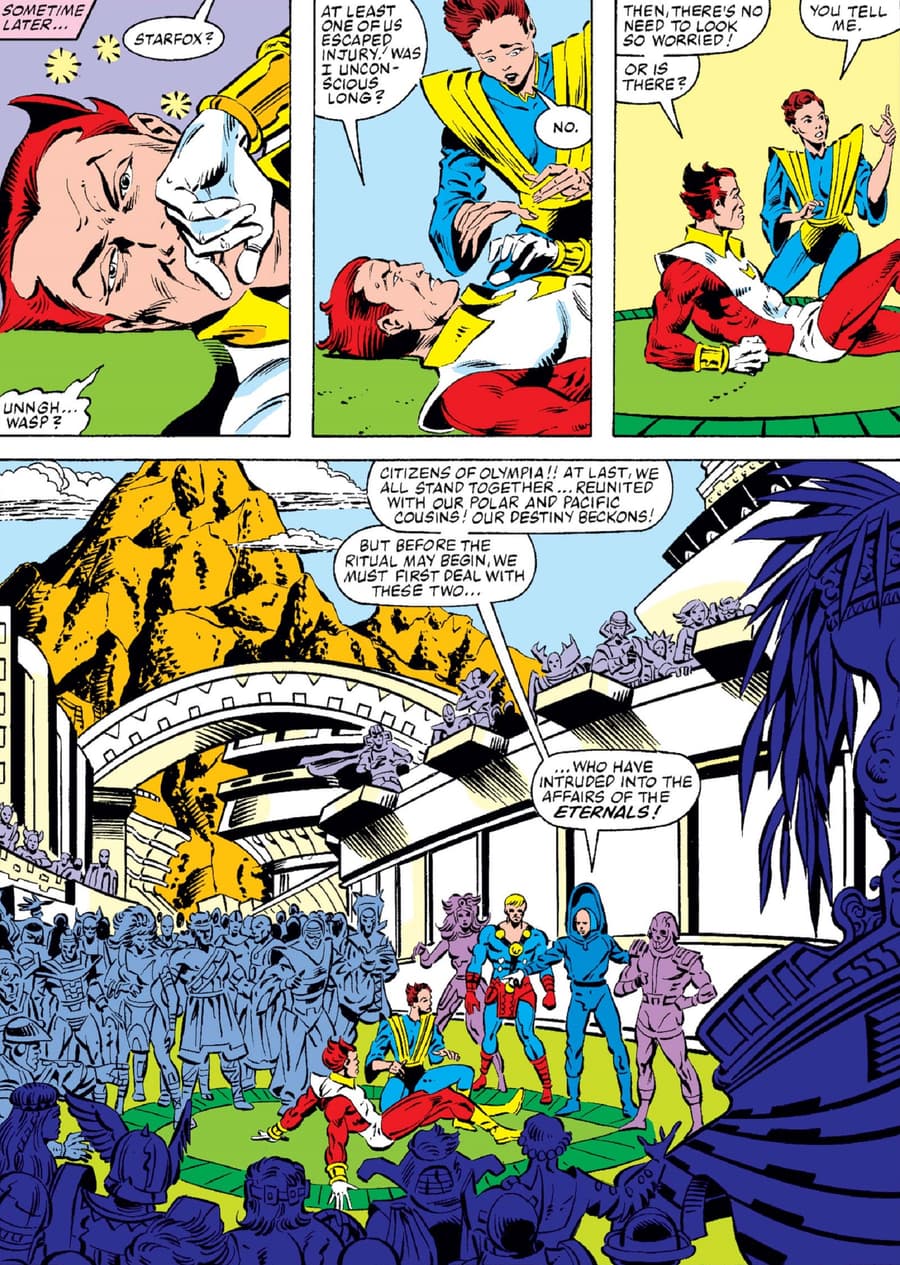 Starfox is summoned by his fellow Eternals in AVENGERS (1963) #246.