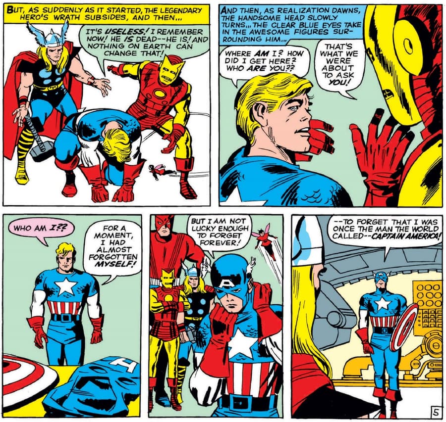 Cap comes off the ice in AVENGERS (1963) #4.