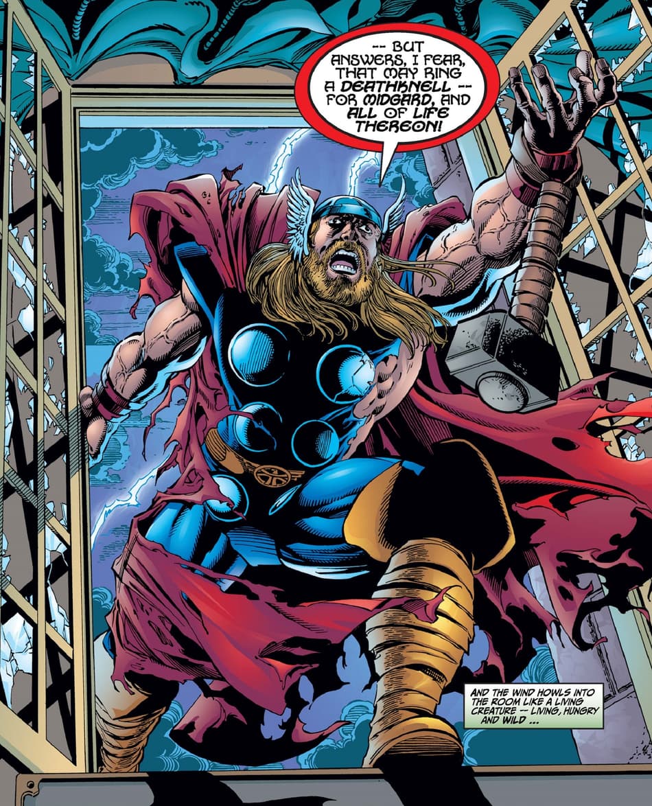 Thor returns to the Avengers' surprise in AVENGERS (1998) #1.