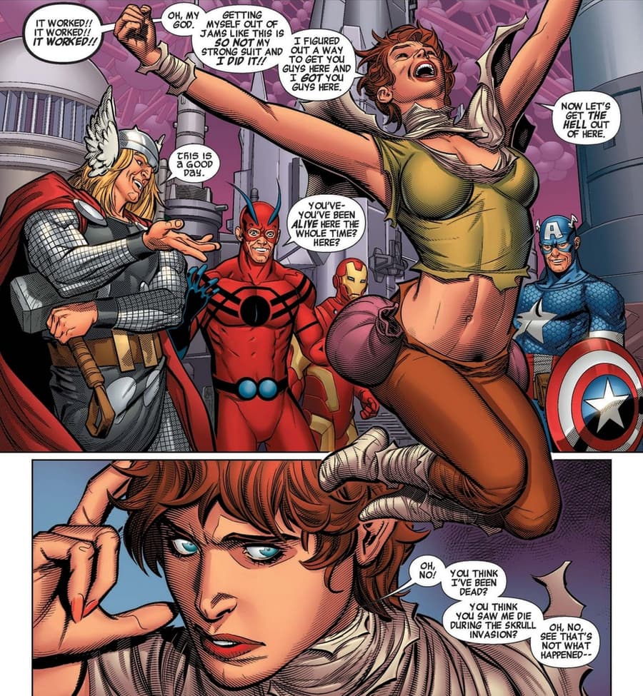 AVENGERS (2010) #32 page by Brian Michael Bendis, Mike Mayhew, and Brandon Peterson