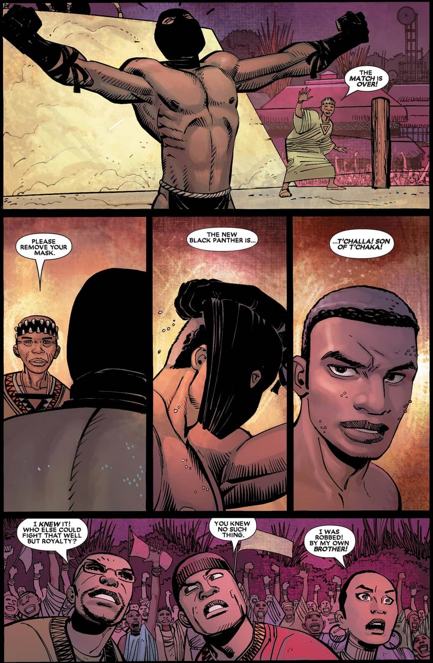 The contest for the new Black Panther in BLACK PANTHER (2005) #2.