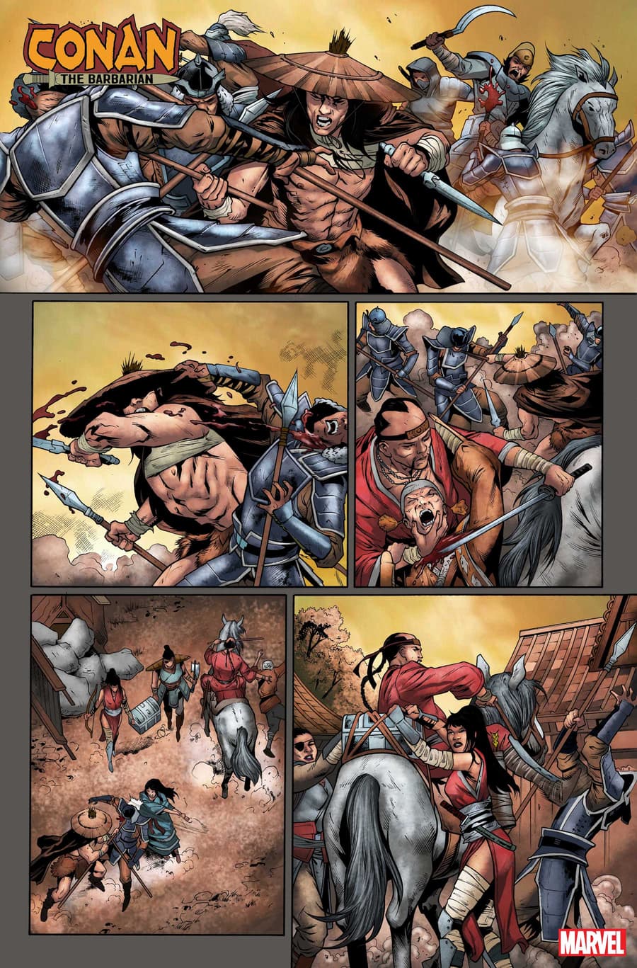 CONAN THE BARBARIAN #20 pencils by Cory Smith, inks by Roberto Poggi, and colors by Israel Silva