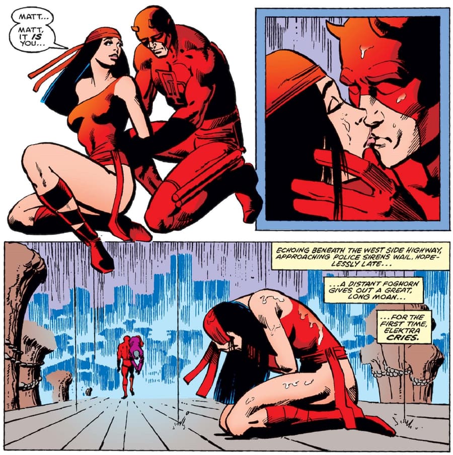Elektra and Matt are powerfully reunited in her first appearance from DAREDEVIL (1964) #168.
