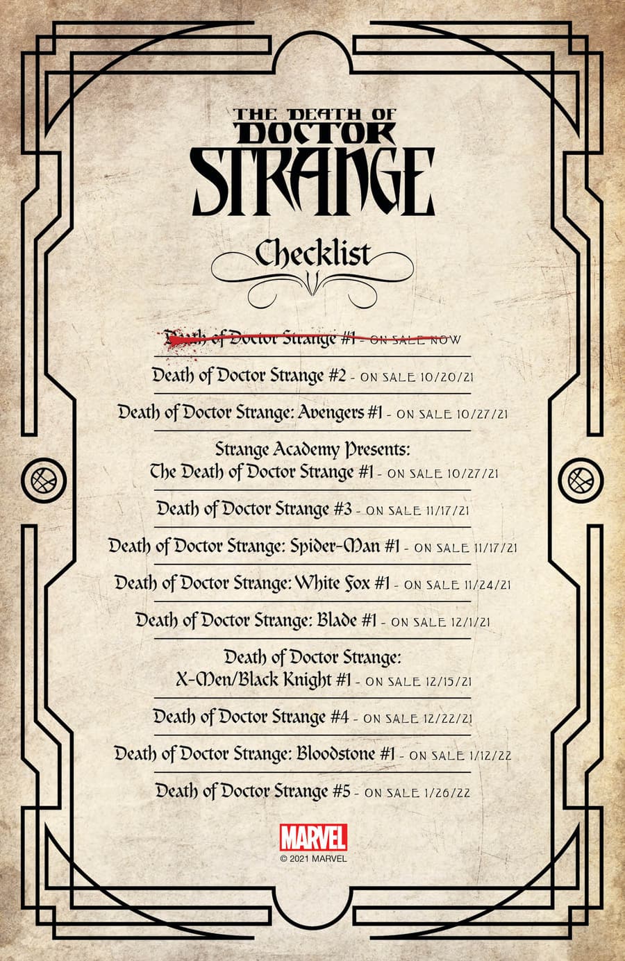 DEATH OF DOCTOR STRANGE checklist