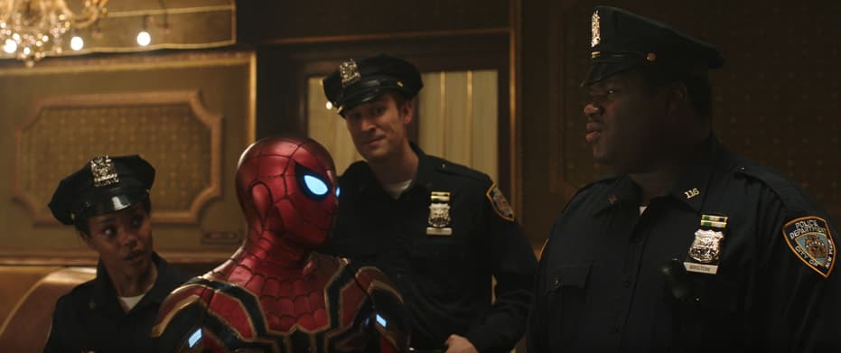 Spider-Man with cops