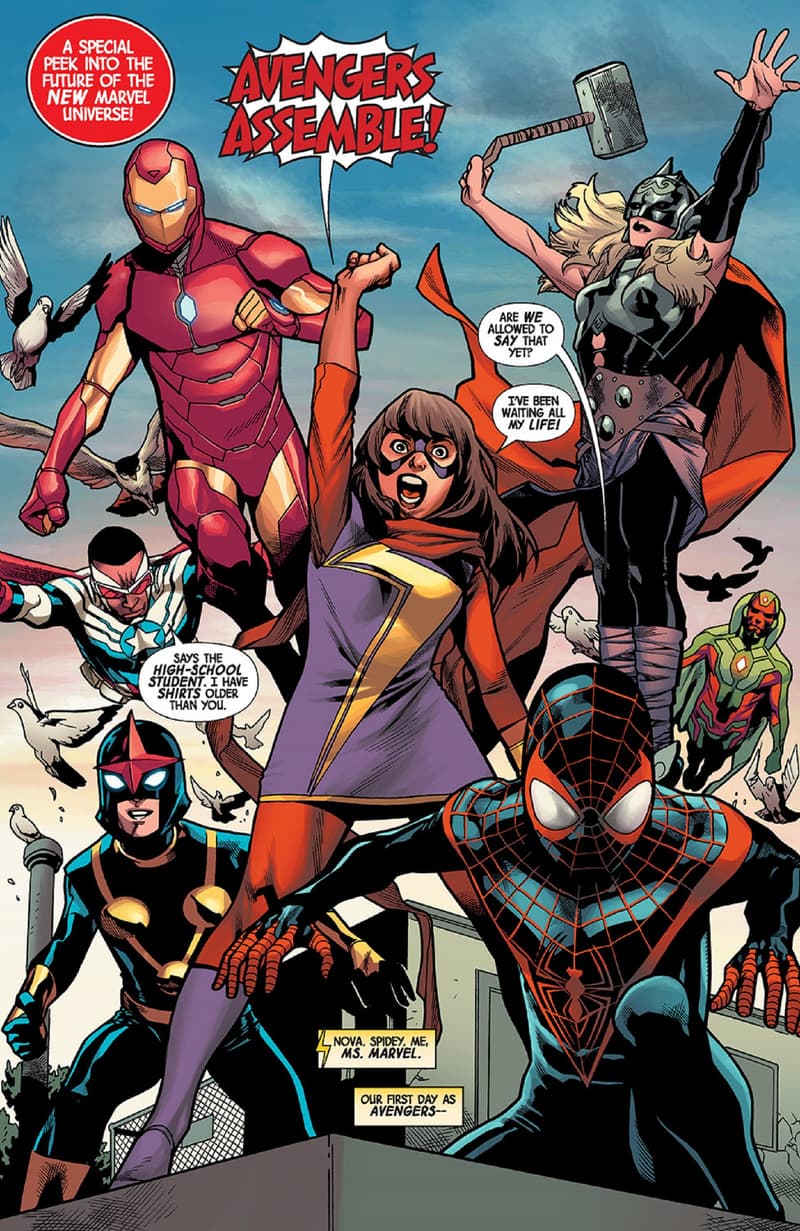 Kamala asks the Avengers to Assemble in FREE COMIC BOOK DAY (2015) #1.