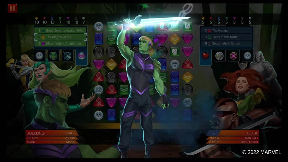 Hulkling uses Good Communication Skills and The King's Decree in MARVEL Puzzle Quest