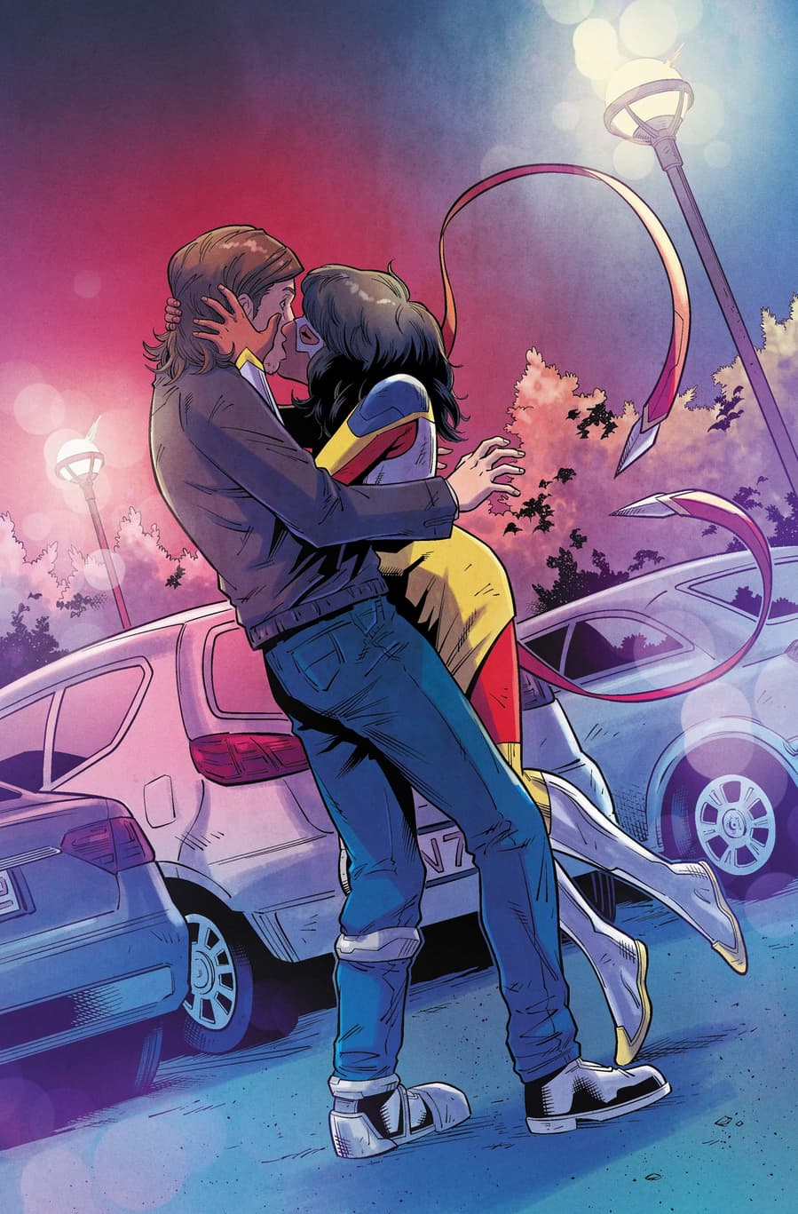 Ms. Marvel and Bruno kiss.