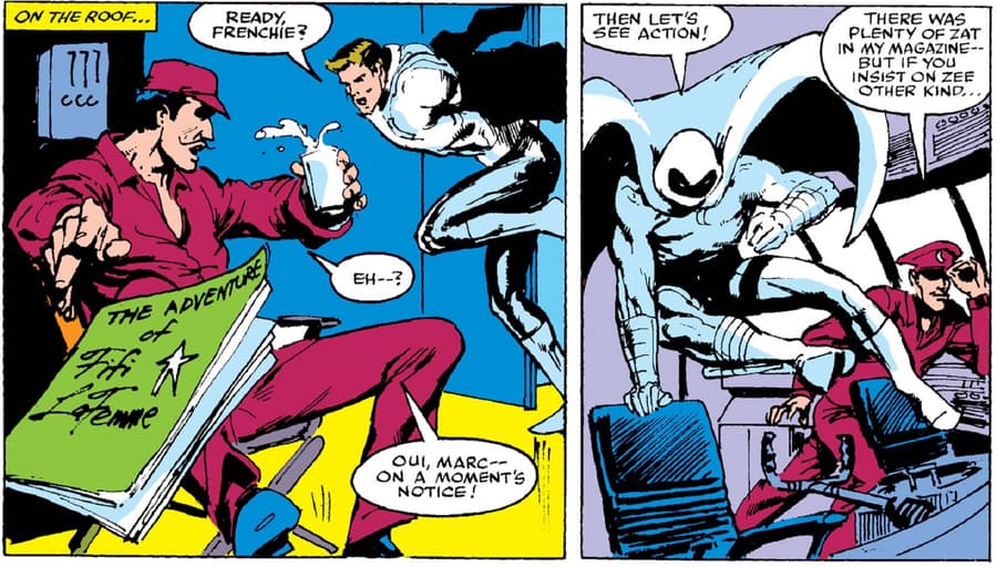Frenchie quick on the getaway in MOON KNIGHT (1980) #3.
