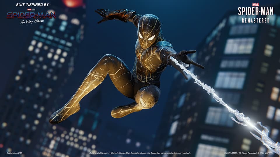 Marvel's Spider-Man Black and Gold Suit Inspired by Spider-Man: No Way Home Available on PlayStation 5