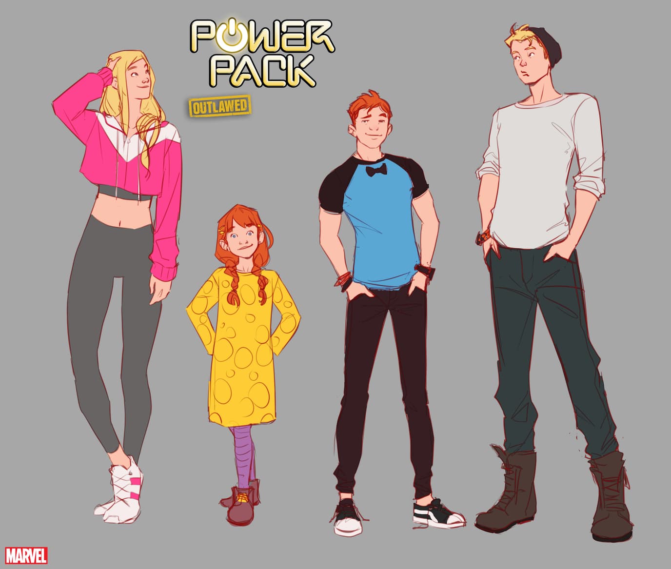 Power Pack character designs