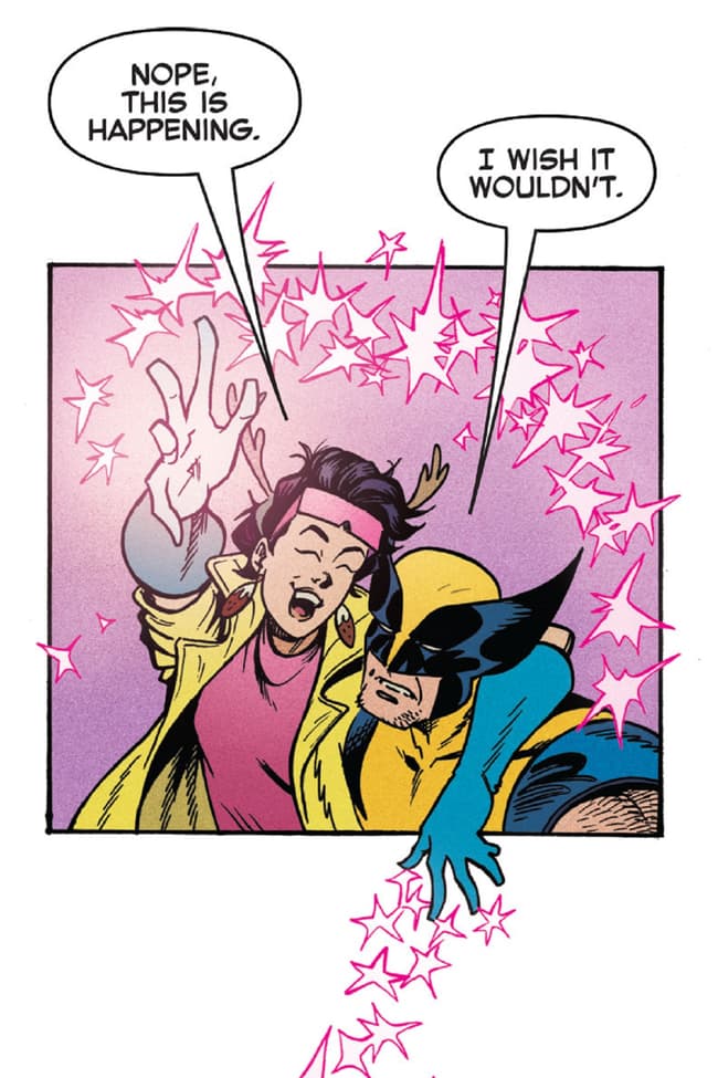 Jubilee gets Wolverine into the holiday mindset.