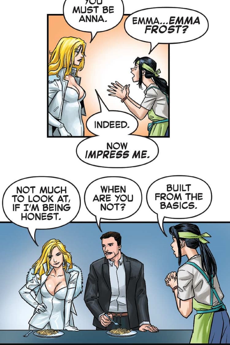 Emma Frost sizes up Chef Anna.
