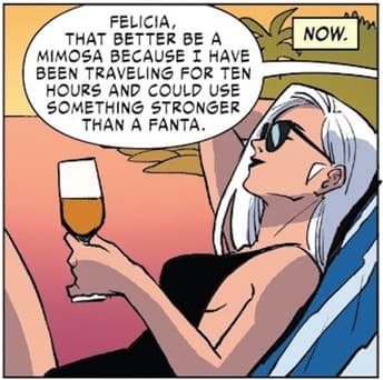 WOMEN OF MARVEL (2022) #1 — "Four Jobs Felicia Hated and One She Didn't (Part 2)" art by Ann Maulina with Rachelle Rosenberg