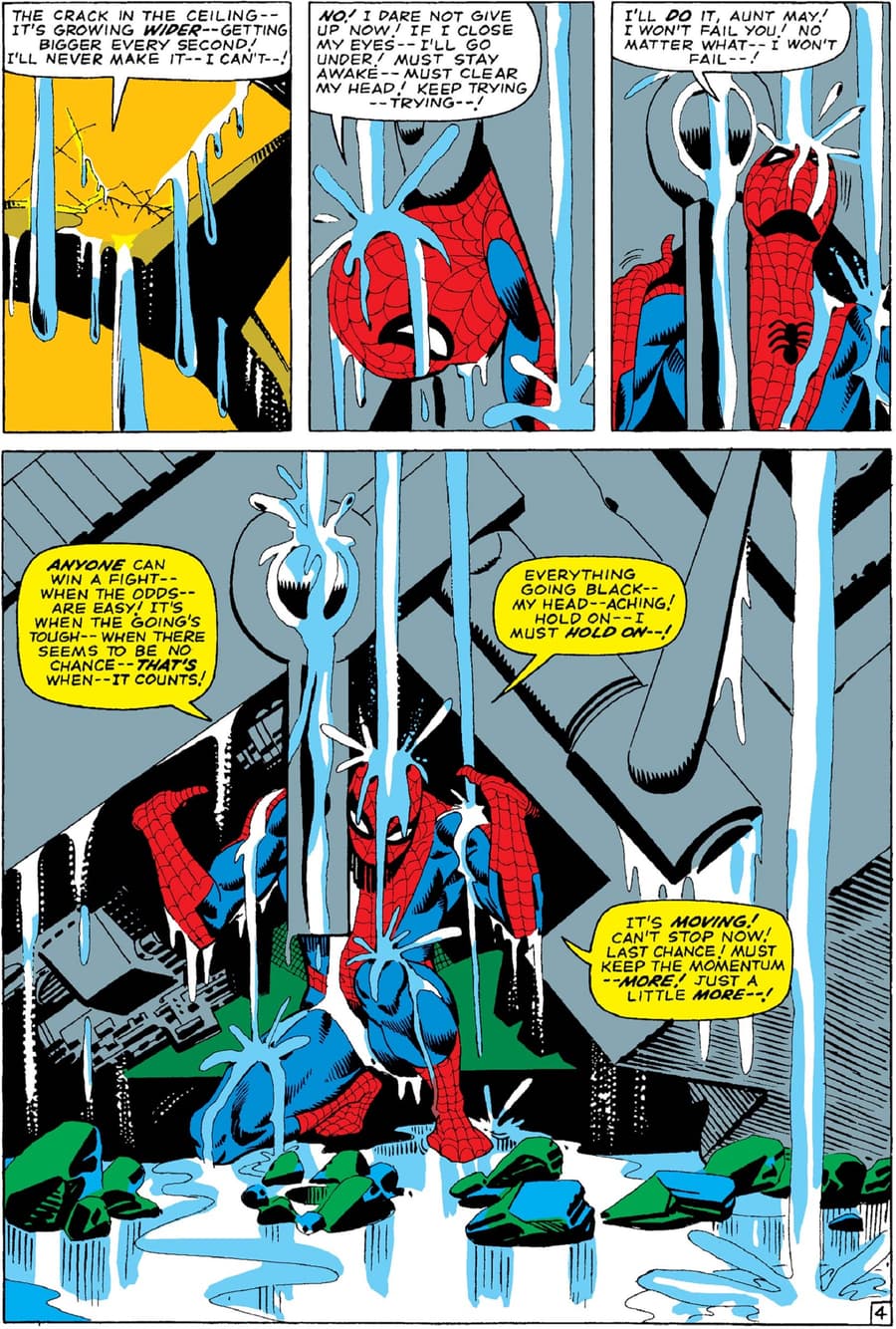 The triumphant struggle in THE AMAZING SPIDER-MAN (1963) #33.