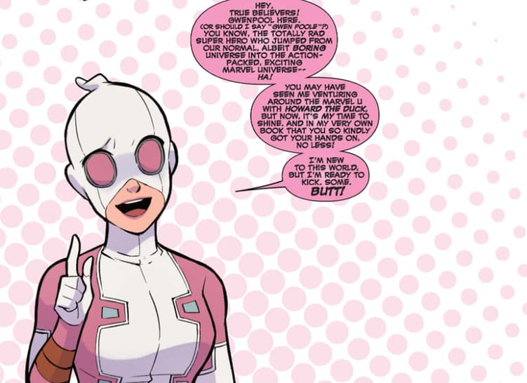 THE UNBELIEVABLE GWENPOOL (2016) #1 panel by Christopher Hastings, Gurihiru, and Danilo S. Beyruth