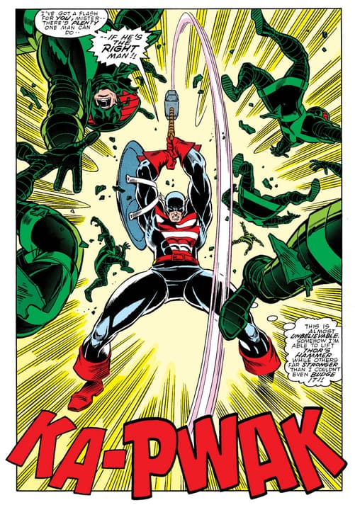 Captain America wielding Mjolnir