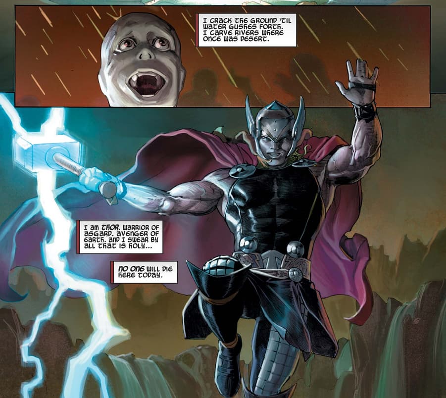 Thor brings rain to a planet plagued by drought.