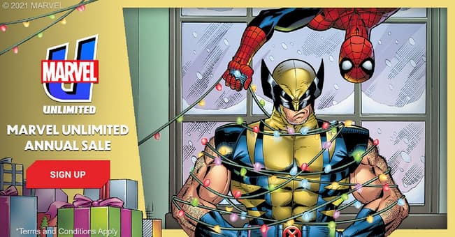 Wolverine and Spider-Man celebrate the holidays.