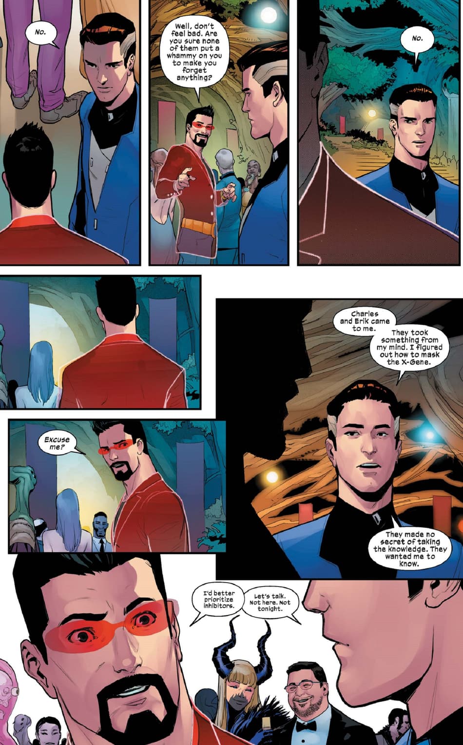 Reed Richards shares a secret with Tony Stark.