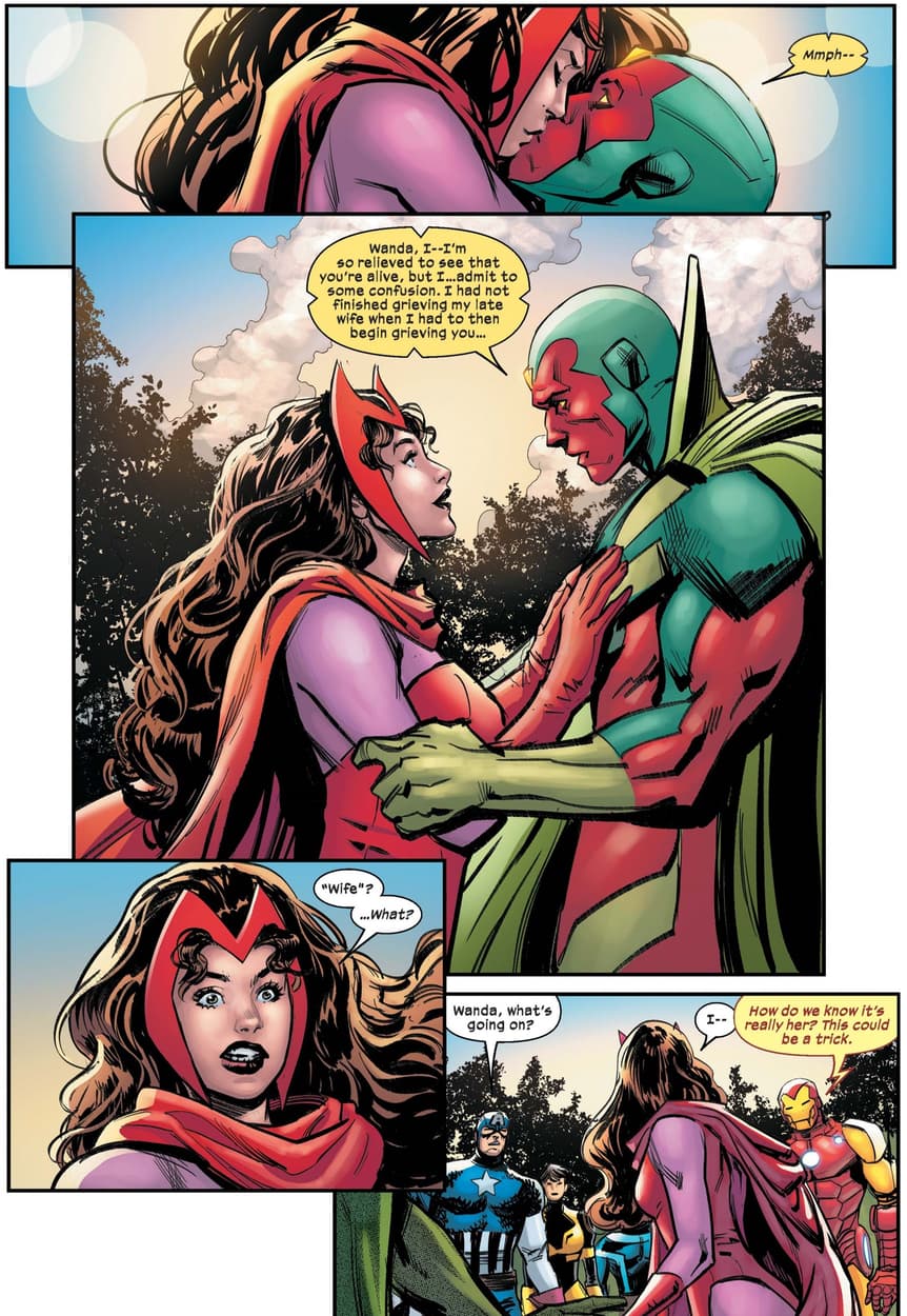 Wanda and Vision reunite in X-MEN: THE TRIAL OF MAGNETO (2021) #3.