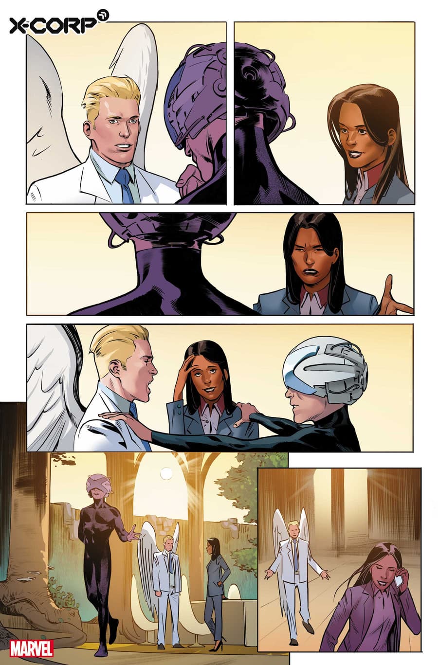 X-CORP #1 art by Alberto Foche with colors by Sunny Gho