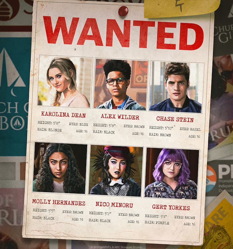 Marvel&#39;s Runaways New York Comic Con NYCC Wanted Poster 2018