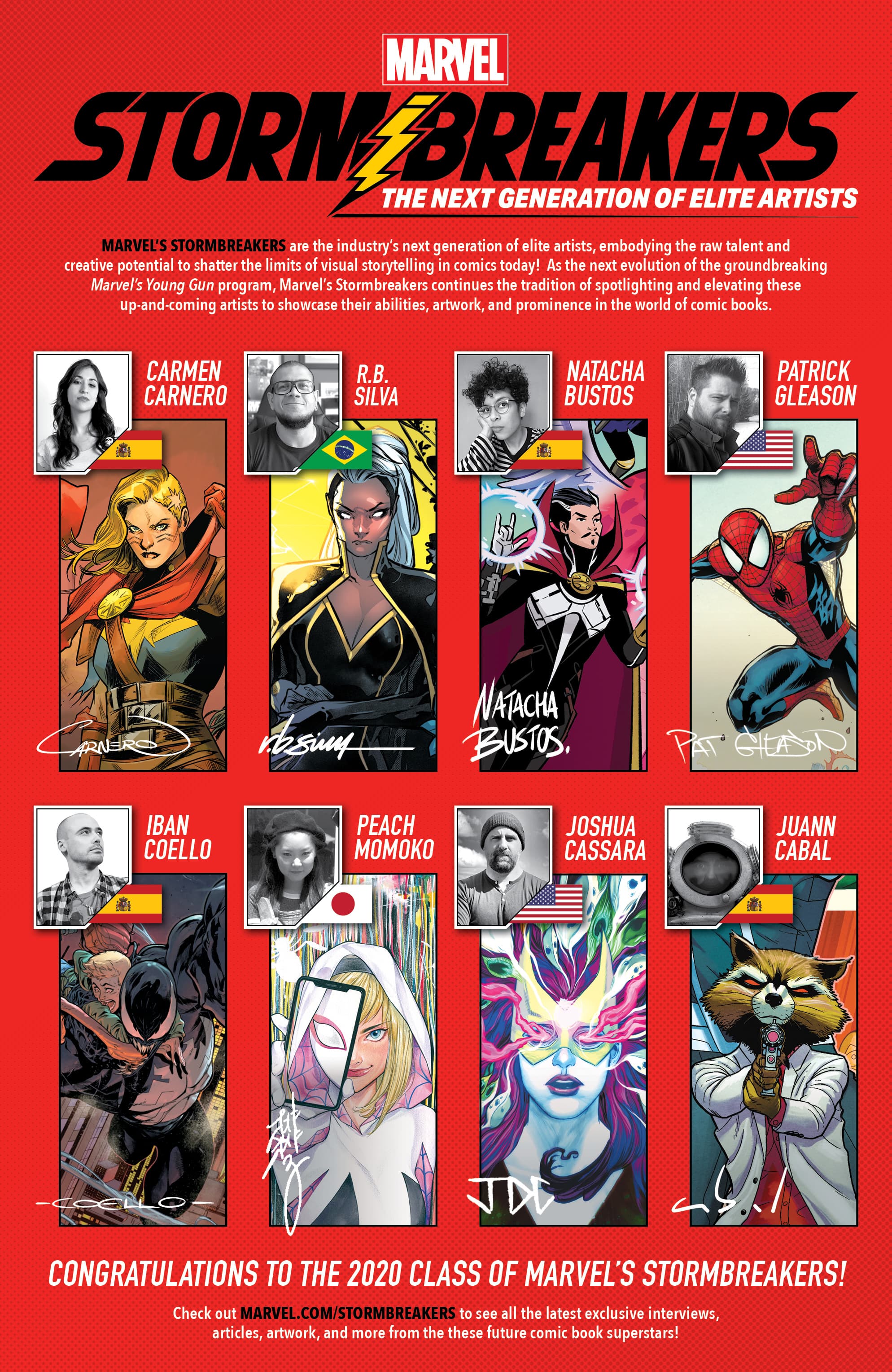 Marvel's Stormbreakers | Class of 2020 | Carmen Carnero, R.B. Silva, Natacha Bustos, Patrick Gleason, Iban Coello, Peach Momoko, Joshua Cassara and Juann Cabal